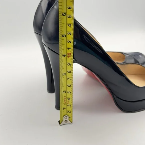 Christian Louboutin Vero Cuoio Leather Black CrissCross Toe Suede Covered 38.5